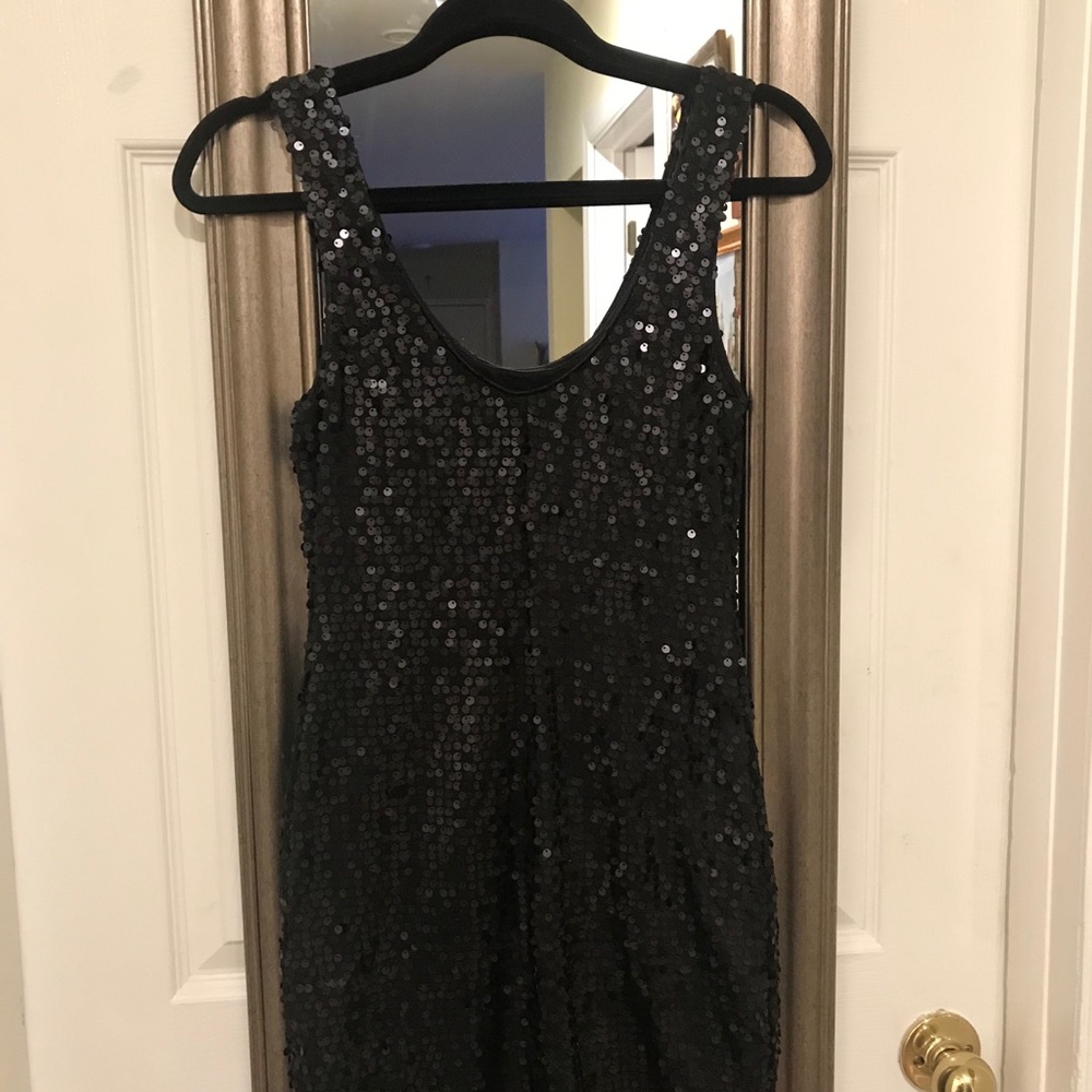 Black sequin mini dress